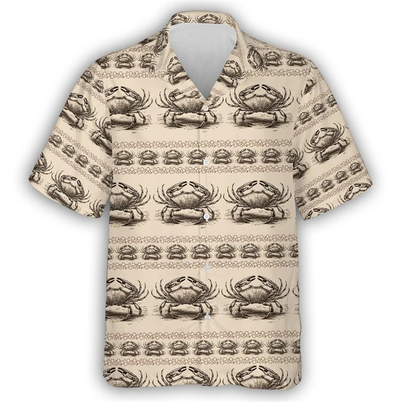 Men’s & Teens’ Coastal Print Button-Up Shirt – Vacation Ready