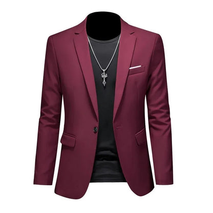 Men’s & Teens Solid Color Single-Button Blazer – Formal & Semi-Formal