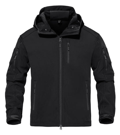 Men’s Waterproof Softshell Fleece Jacket – Hooded, Multi-Pocket, Outdoor Ready