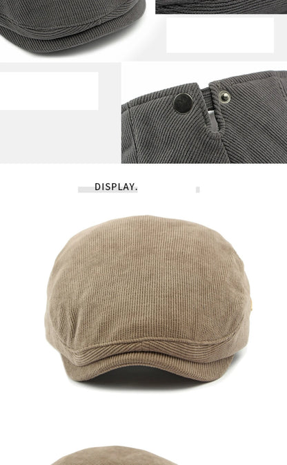 Men’s Adjustable Corduroy Flat Cap – Classic Casual Style