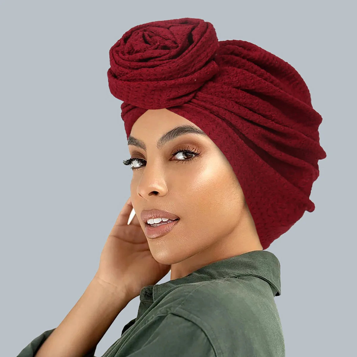 Women’s Soft Stretch Turban Head Wrap – Flower Knot, Slip-On - The Dock Drop