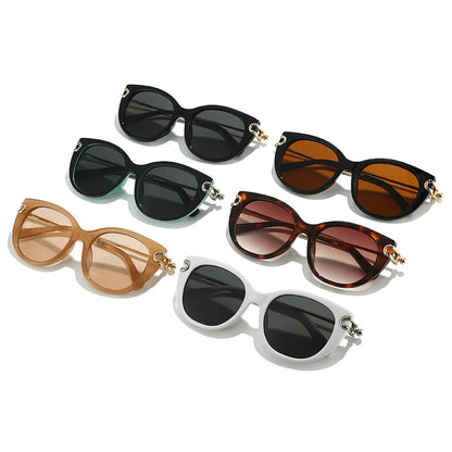 Two-Tone Square UV400 Sunglasses with Silver Accents