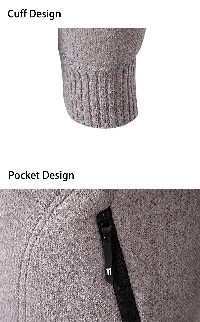 Men’s Stand-Collar Zip Knit Cardigan – Thick, Warm, Everyday Layer