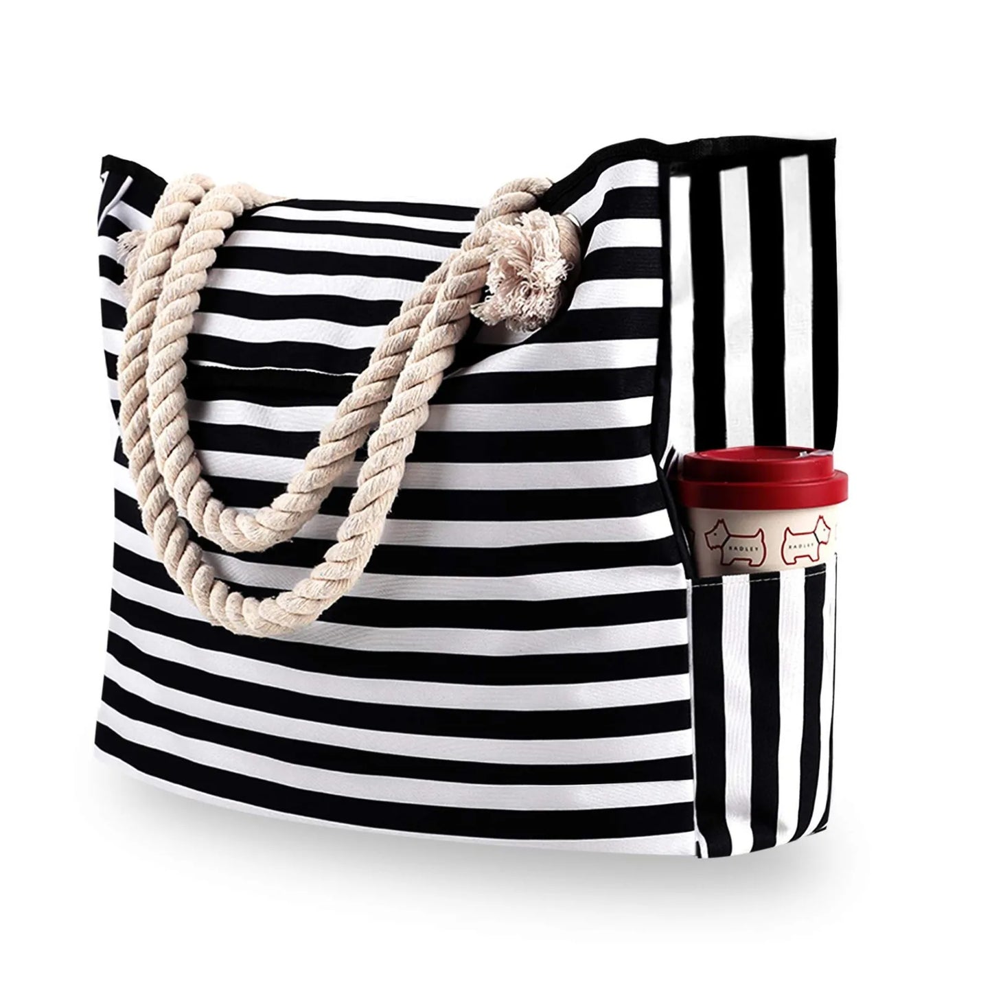 Striped Rope-Handle Beach Tote - The Dock Drop