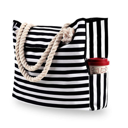 Striped Rope-Handle Beach Tote - The Dock Drop