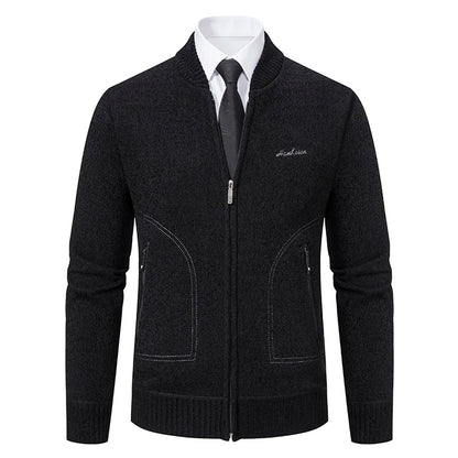 Men’s Stand-Collar Zip Knit Cardigan – Thick, Warm, Everyday Layer