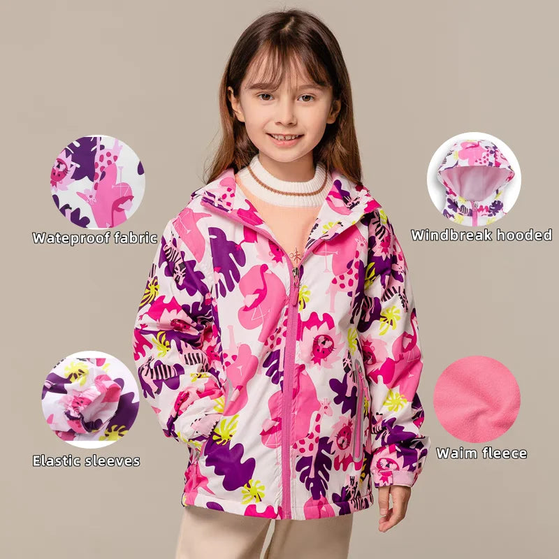 Girls' Polar Fleece Hooded Winter Jacket