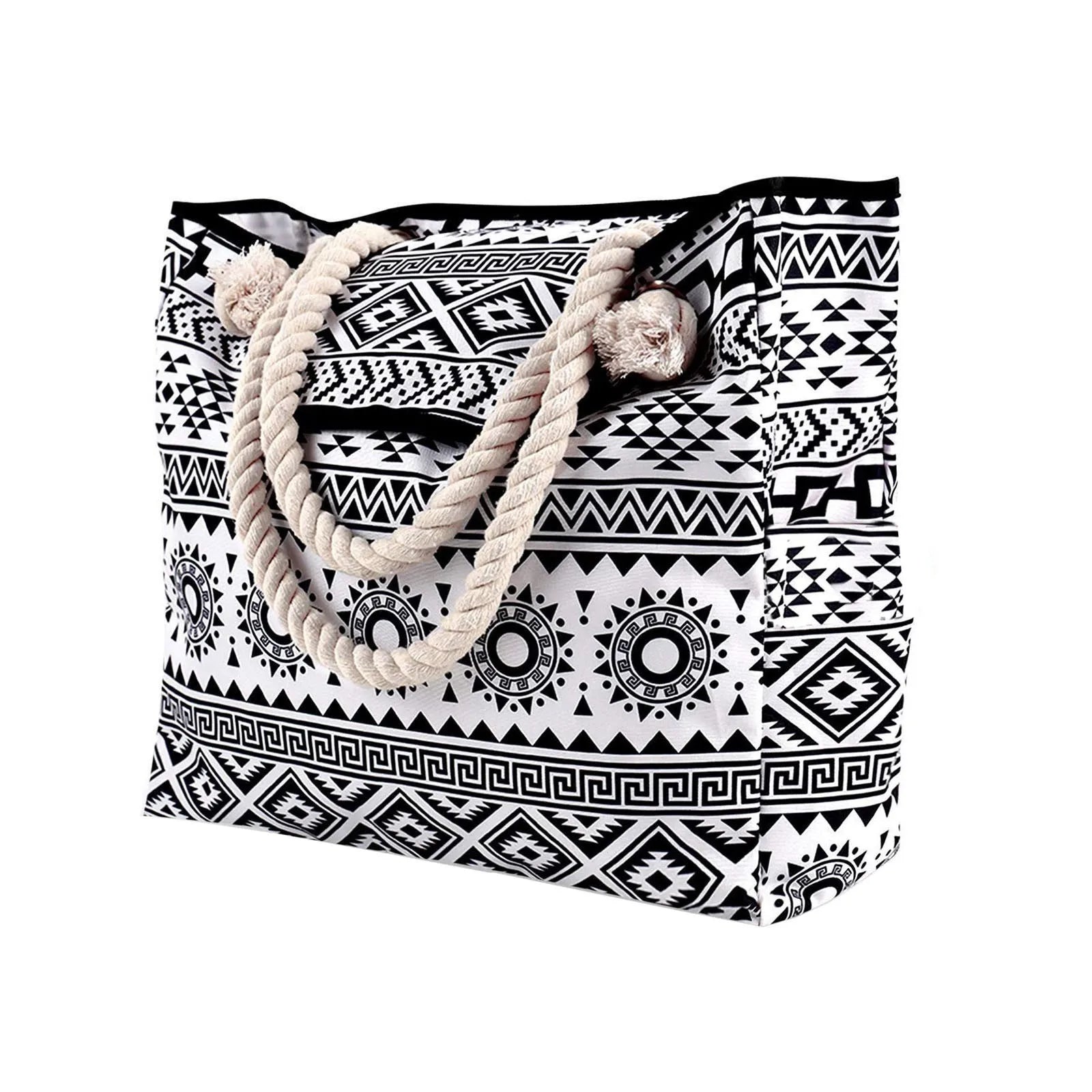 Striped Rope-Handle Beach Tote - The Dock Drop