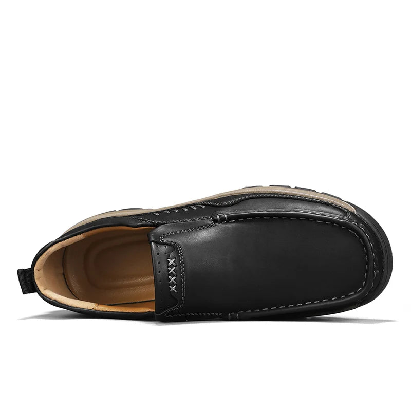 Men’s Hand-Stitched Casual Loafers – Microfiber Upper, Slip-On Comfort