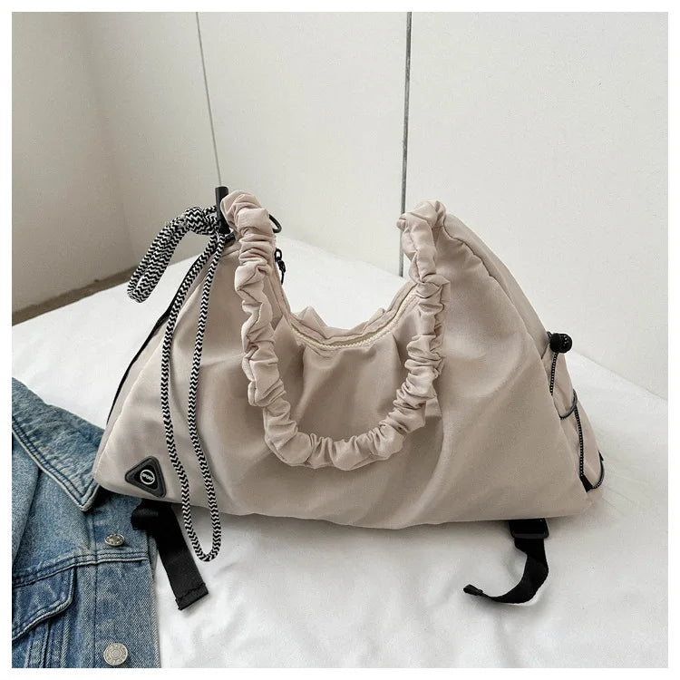 Women’s Ruched Gym Bag – Shoe Pocket, Wet Compartment & Yoga Mat Strap
