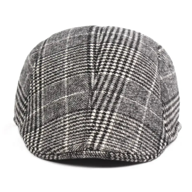 Men’s Plaid Newsboy Cap – Warm, Casual, One Size