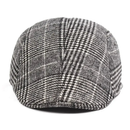Men’s Plaid Newsboy Cap – Warm, Casual, One Size