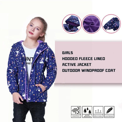 Girls' Polar Fleece Hooded Winter Jacket