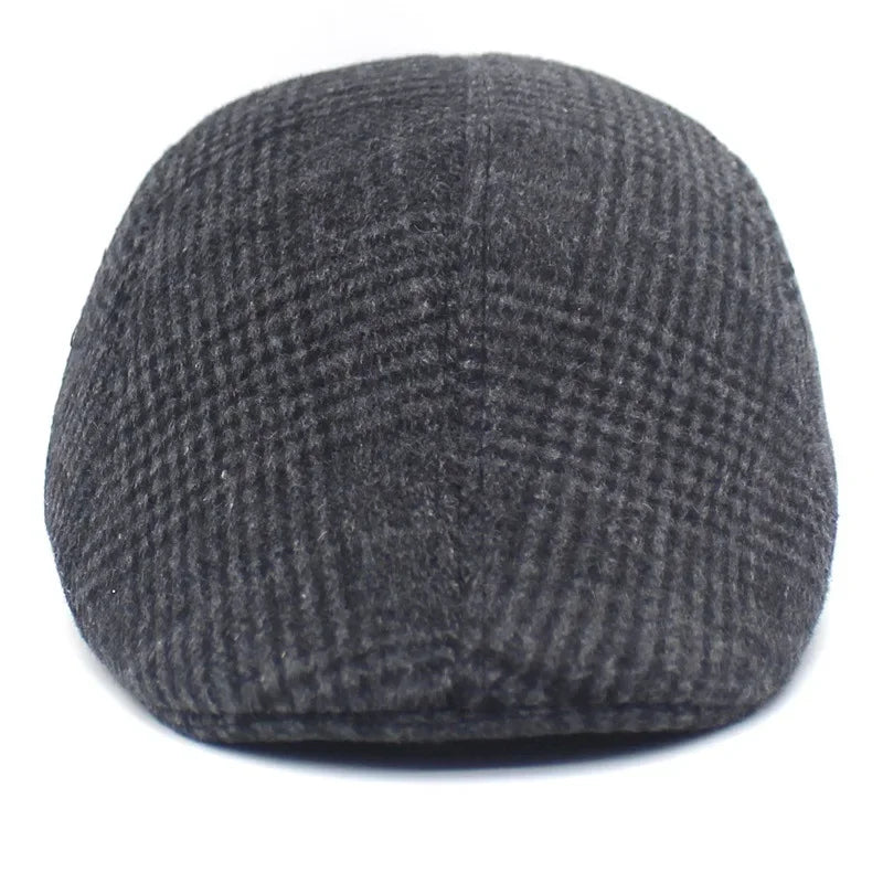 Men’s Plaid Newsboy Cap – Warm, Casual, One Size