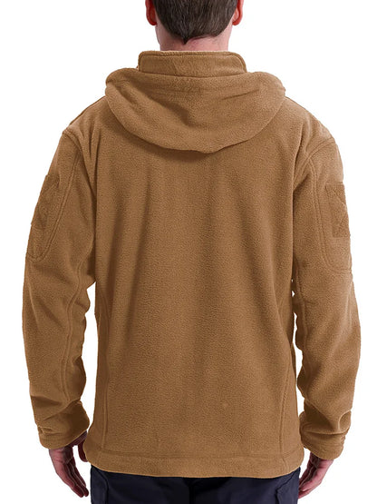 Men’s Fleece Zip-Up Hooded Jacket – Warm, Multi-Pocket, Outdoor Ready