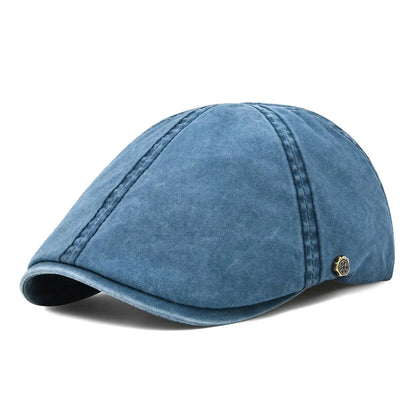 Men’s Washed Cotton Flat Cap – Lightweight Casual Style