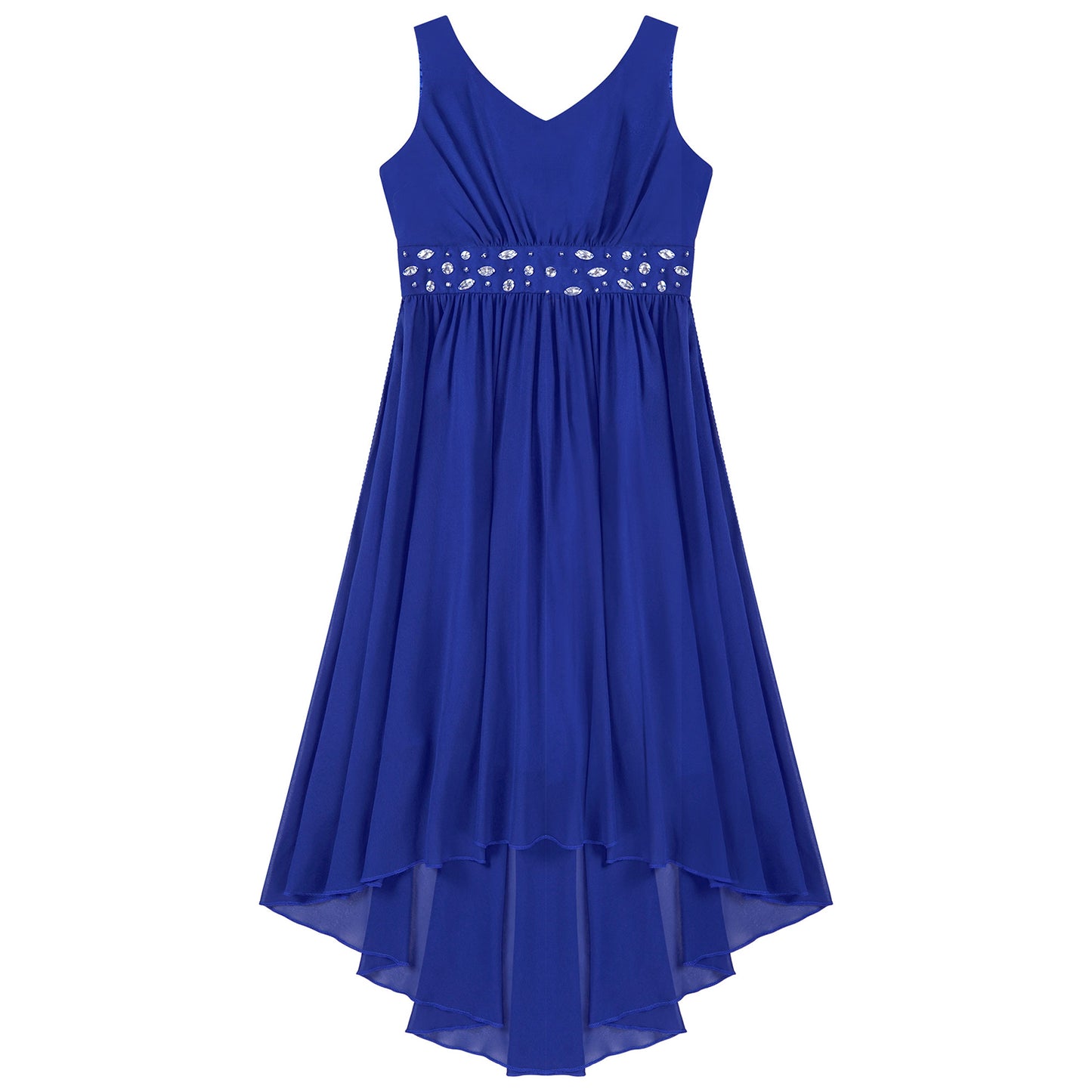 Girls’ Beaded Hi-Low Chiffon Dress – Flower Girl & Party