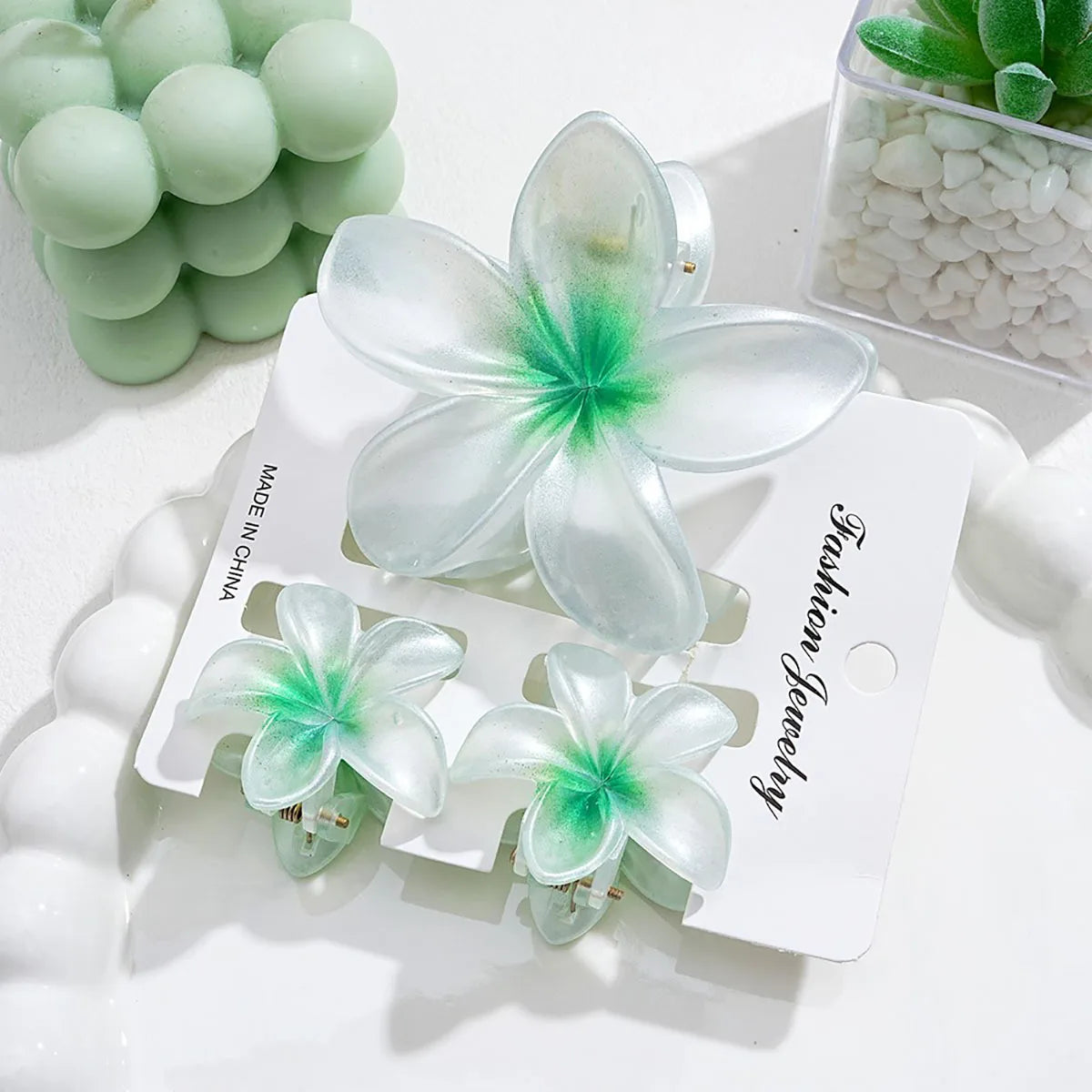 3-Piece Tropical Flower Hair Claw Clip Set