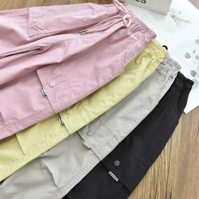 Girls' Cargo Jogger Pants with Drawstring Waist
