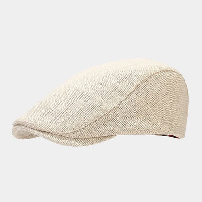 Men’s Adjustable Linen Flat Cap – Textured Casual Style