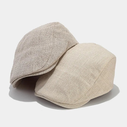 Men’s Adjustable Linen Flat Cap – Textured Casual Style
