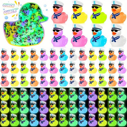 Multicolored Mini Resin Cruise Duck with Sunglasses, Glow in the Dark Tiny Colorful Sailor Resin Duck Random Colors – 36pcs