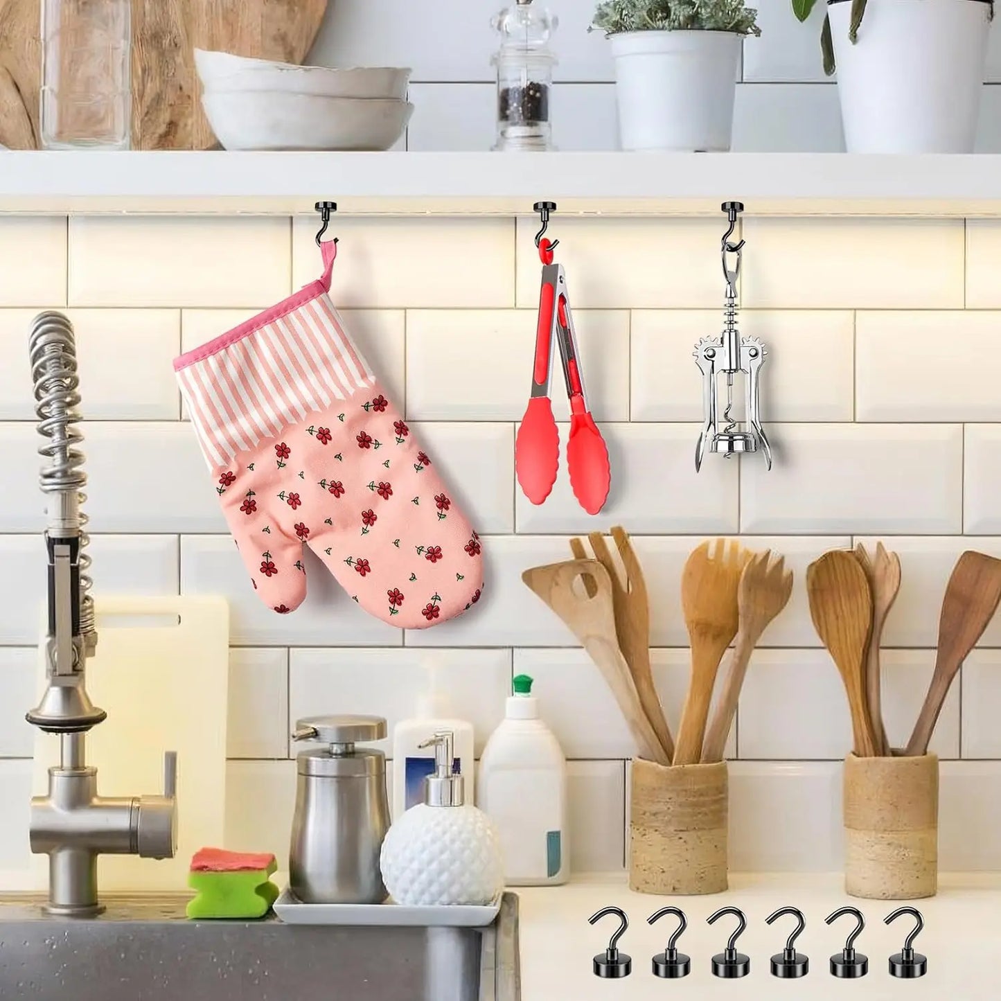 Magnetic Hooks,  Black Magnet Hooks Strong Neodymium Magnets with Hooks, Small Metal Magnetic Hooks for Refrigerator，Locker - The Dock Drop