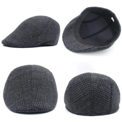 Men’s Plaid Newsboy Cap – Warm, Casual, One Size