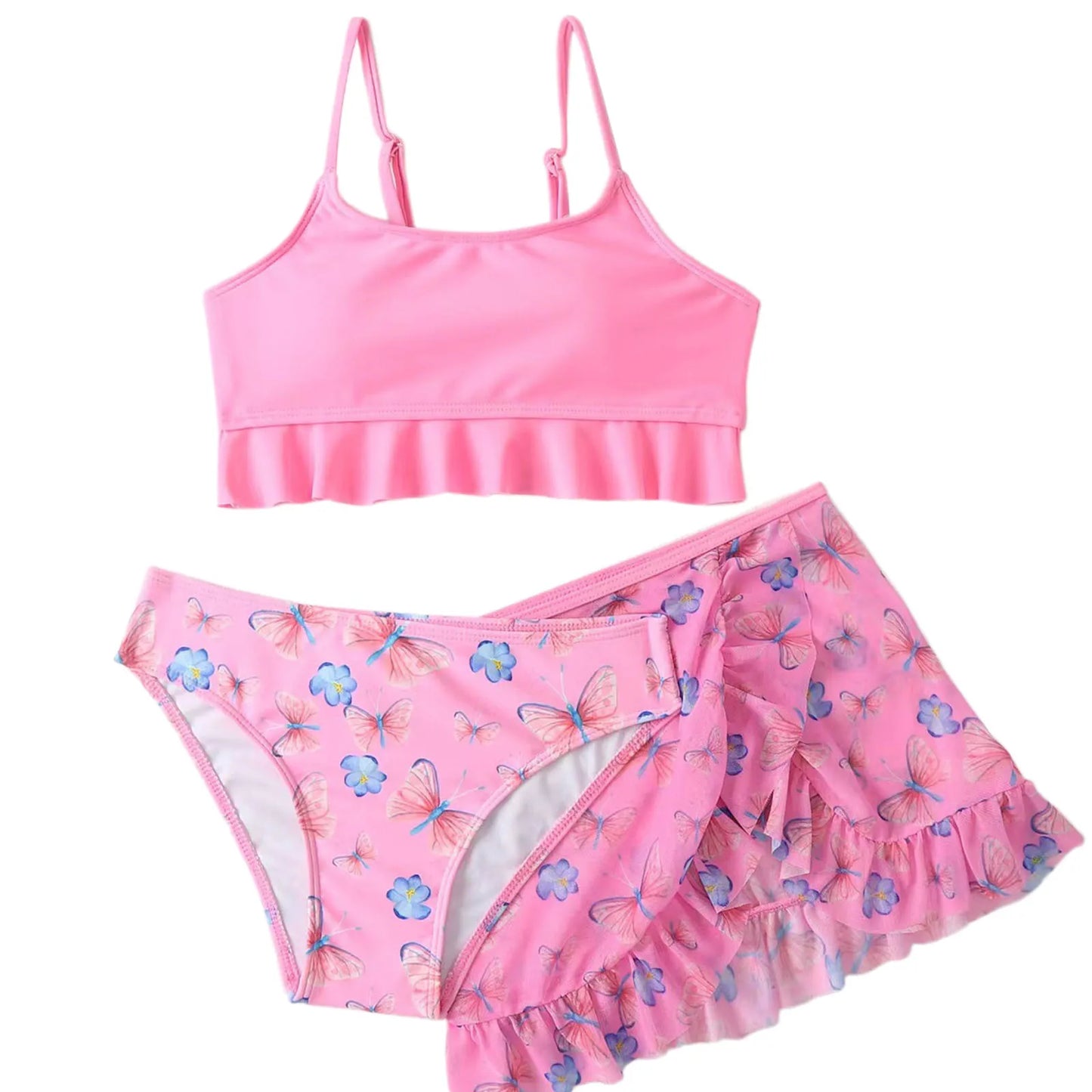 Girls’ Two-Piece Swimsuit – Butterfly Print Ruffle Set