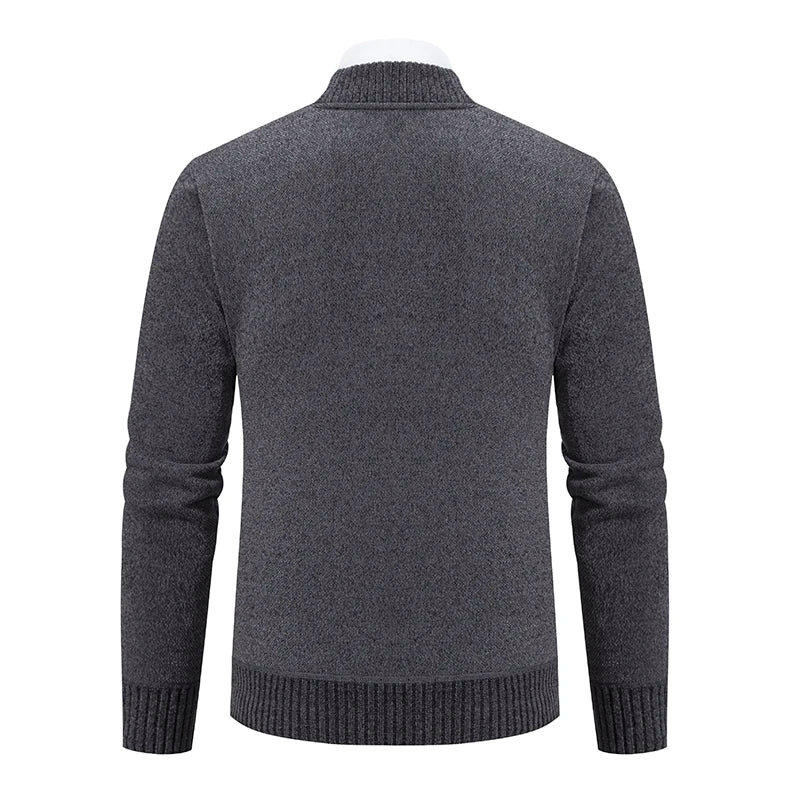Men’s Stand-Collar Zip Knit Cardigan – Thick, Warm, Everyday Layer