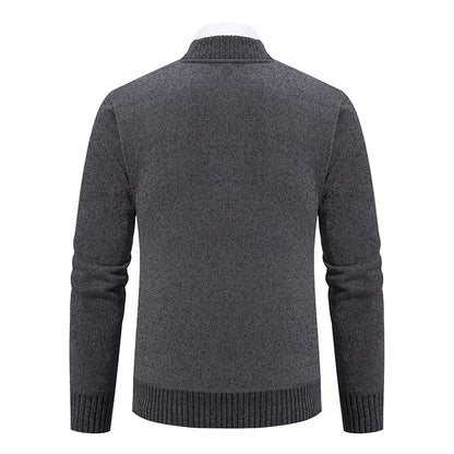 Men’s Stand-Collar Zip Knit Cardigan – Thick, Warm, Everyday Layer