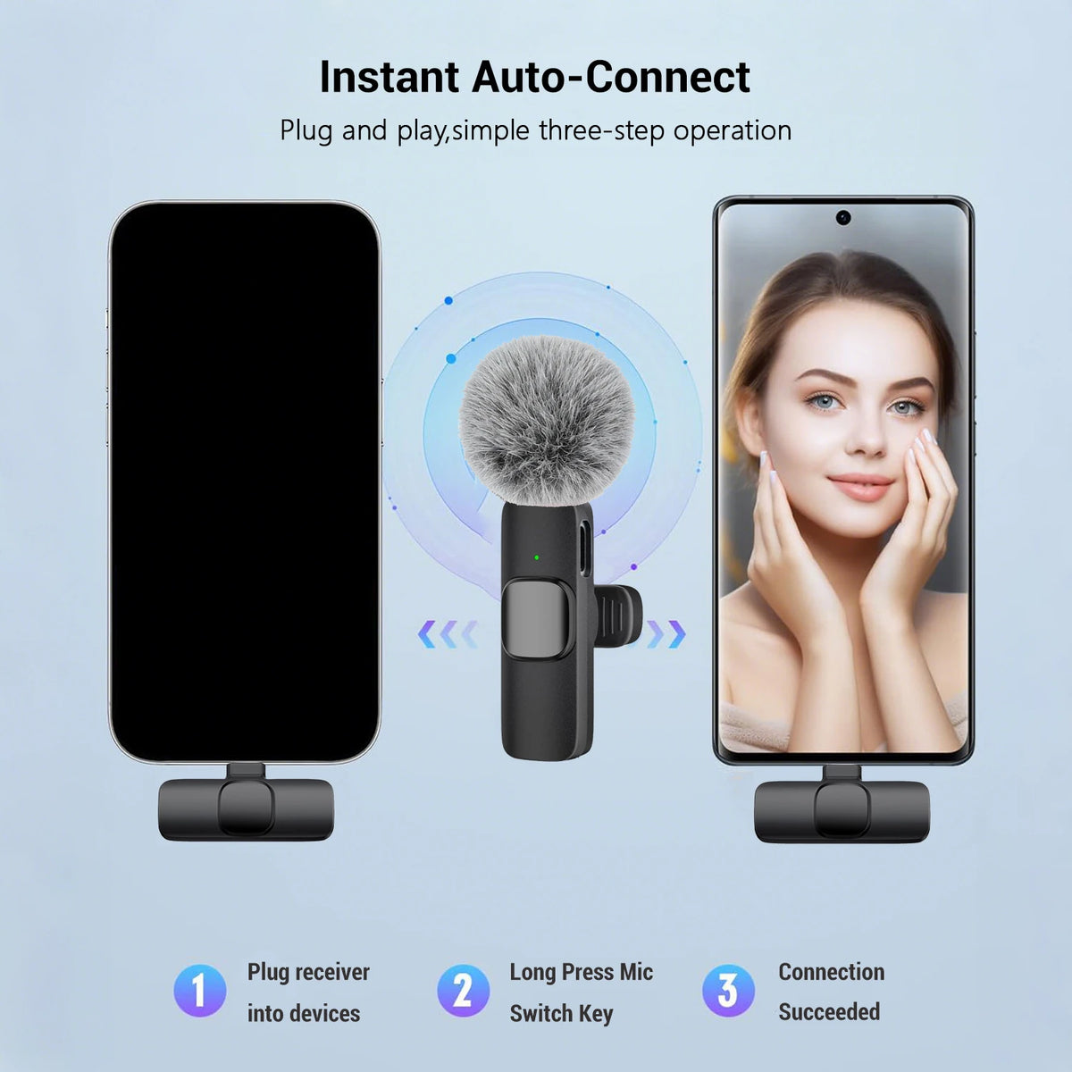USB-C Wireless Lavalier Microphone – Portable Clip-On Travel Mic