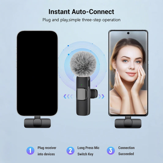USB-C Wireless Lavalier Microphone – Portable Clip-On Travel Mic