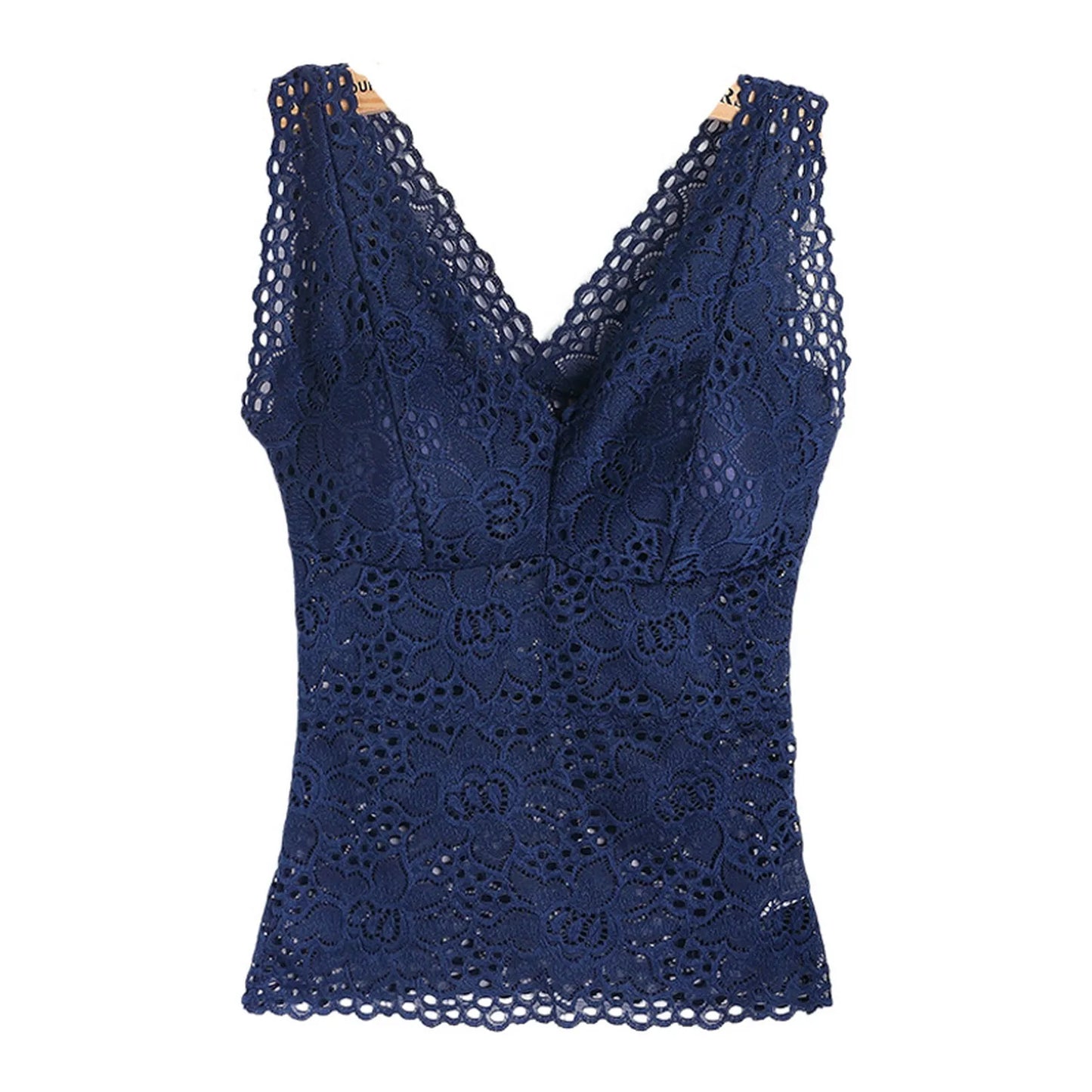 Women’s Lace V-Neck Tank Top – Soft Stretch Bralette Style