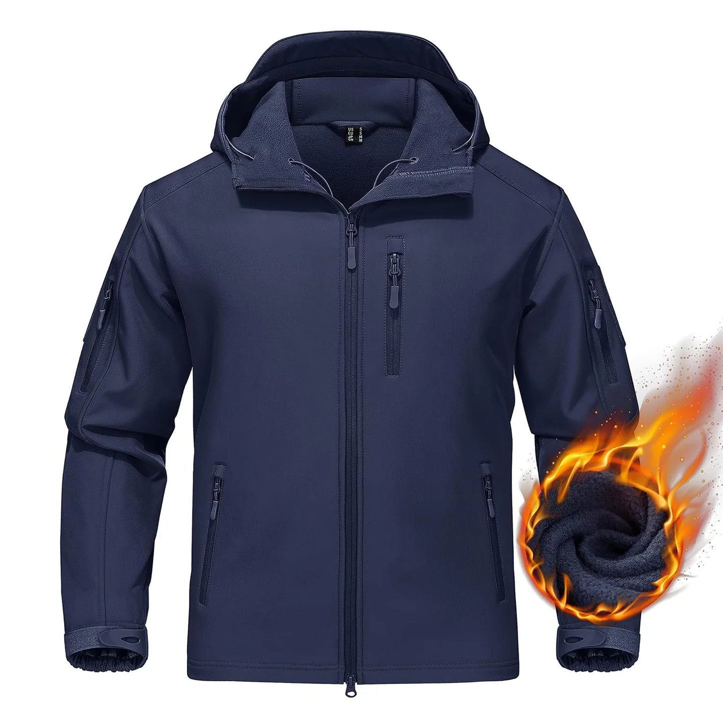 Men’s Waterproof Softshell Fleece Jacket – Hooded, Multi-Pocket, Outdoor Ready