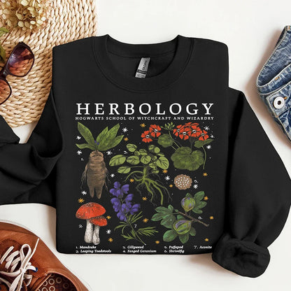 Women's Botanical Graphic Sweatshirt – Retro Academia Pullover – black2 – Xxxl