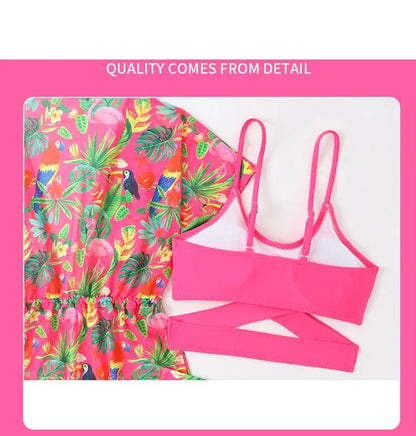 Girls 3-Piece Swimsuit Set — Bikini, Briefs and Cover-Up