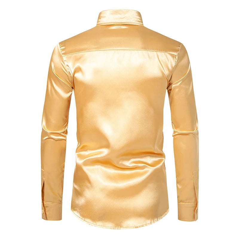 Men’s Satin Dress Shirt – Long Sleeve Formal Button Down
