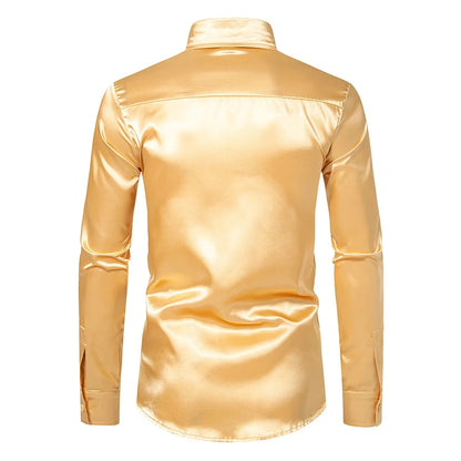 Men’s Satin Dress Shirt – Long Sleeve Formal Button Down