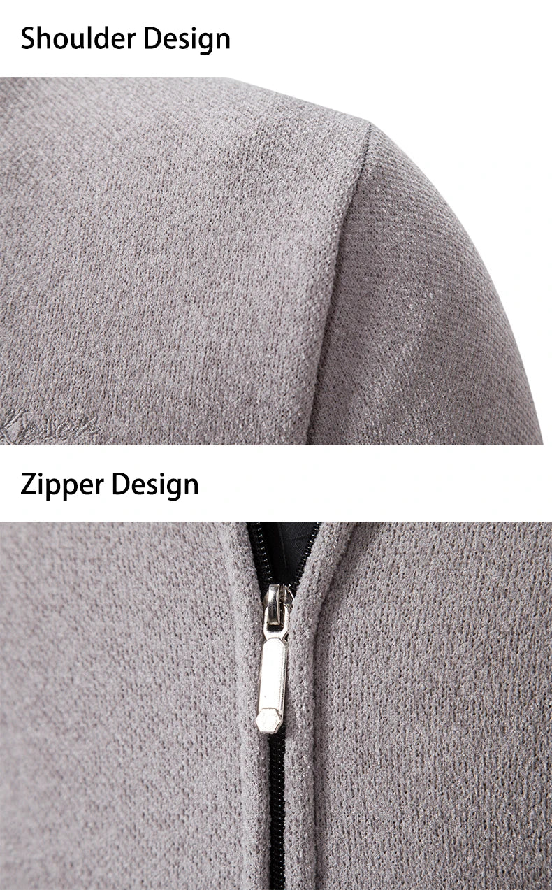Men’s Stand-Collar Zip Knit Cardigan – Thick, Warm, Everyday Layer