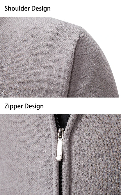 Men’s Stand-Collar Zip Knit Cardigan – Thick, Warm, Everyday Layer