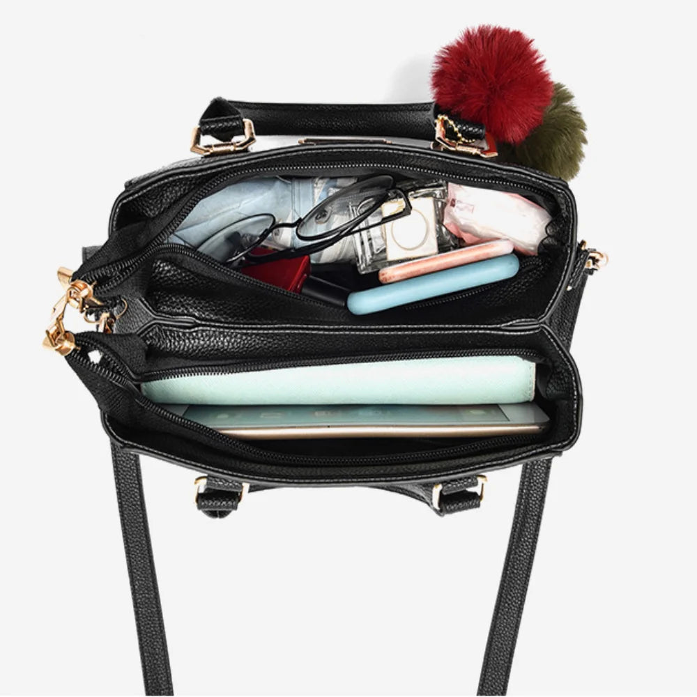 Women’s Faux Leather Shoulder Bag – Large Capacity Tote