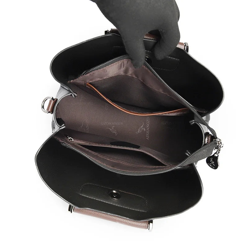 Elegant Pattern Tote – Kangaroo Brown Shoulder Handbag with Braided Handle