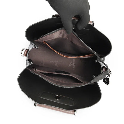 Elegant Pattern Tote – Kangaroo Brown Shoulder Handbag with Braided Handle