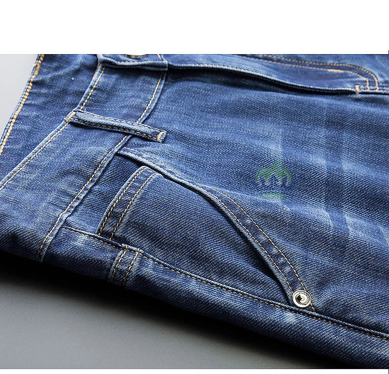 Brand Clothing High Quality Summer Cotton Men's Jeans Classic Business Straight Denim Black Pants Work Trouser Male Plus size 40