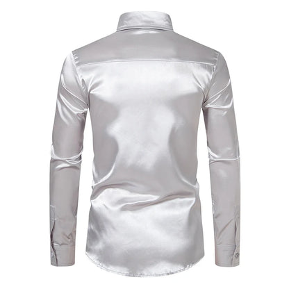 Men’s Satin Dress Shirt – Long Sleeve Formal Button Down