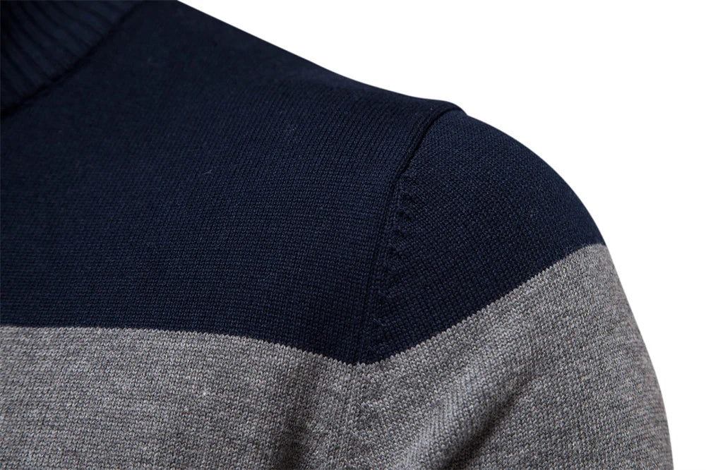 Men’s Quarter-Zip Mock Neck Knit Pullover – Long Sleeve