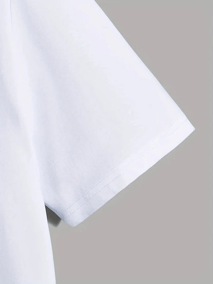 Men’s Cotton Compass Graphic T – Shirt – Lightweight Travel Comfort – White – XS