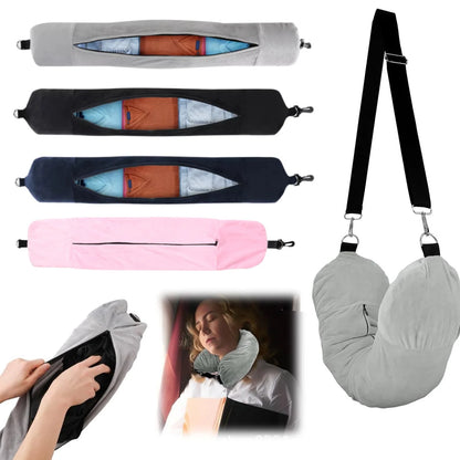 Fillable Travel Neck Pillow Organizer – Carry-On Clothes Stuff Sack, Adjustable Strap