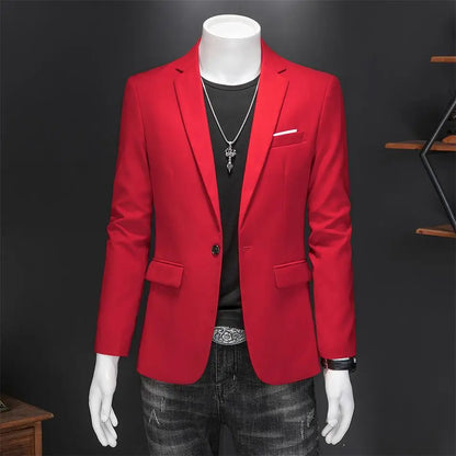 Men’s & Teens Solid Color Single-Button Blazer – Formal & Semi-Formal